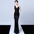 DEERVEADO Elegant V Neck Sequin Evening Dress Long 2022 New Women Mermaid Formal Dress Party Gown Bodycon Maxi Prom Dress