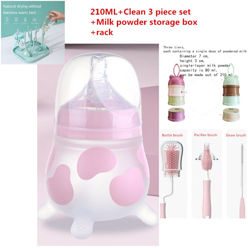 100% Food Grade Silicone Baby Bottle 210ML 8Oz Pink 270Ml 9Oz Baby Bottle Mamadeiras Para Bebê