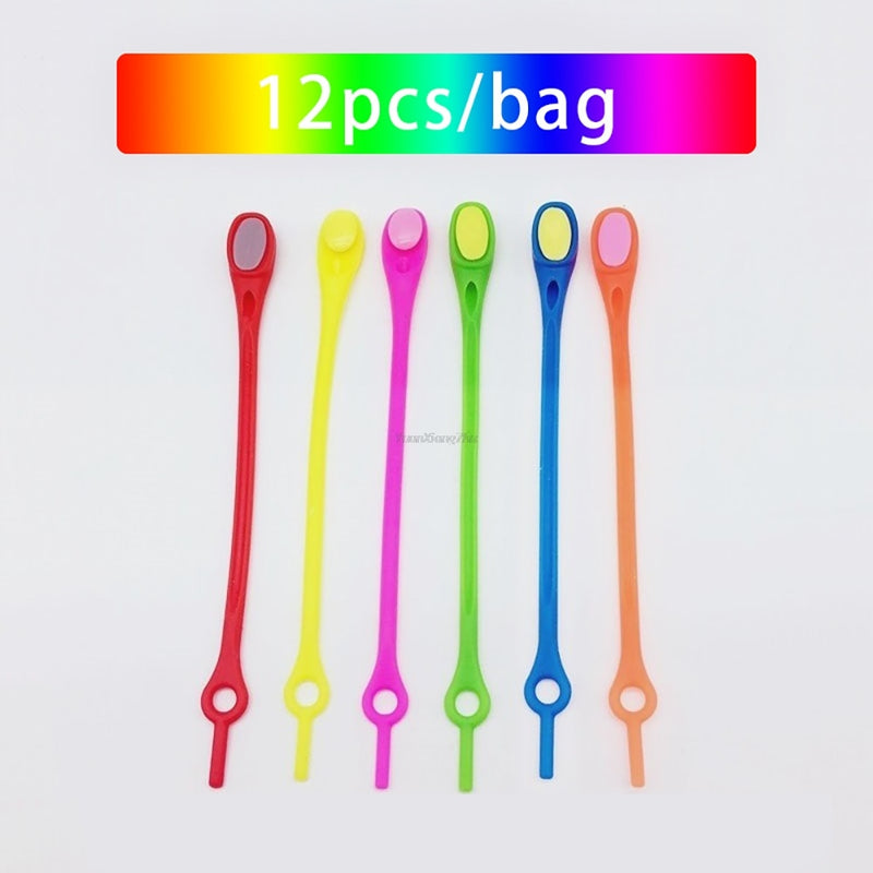 cadarços especiais de silicone diversas cores 12 pçs no pacote